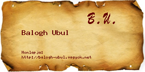 Balogh Ubul névjegykártya